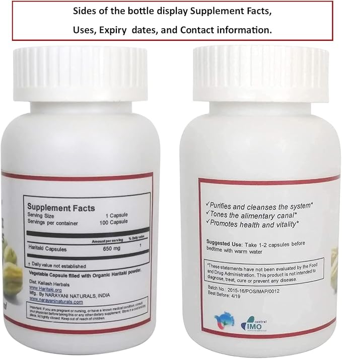 Organic Haritaki Capsules – 2420MG - Improves Digestion - Detoxification & Rejuvenation – Maintains Regularity - Brain Function- 100 Capsules Terminalia chebula | Vegan, Non-GMO