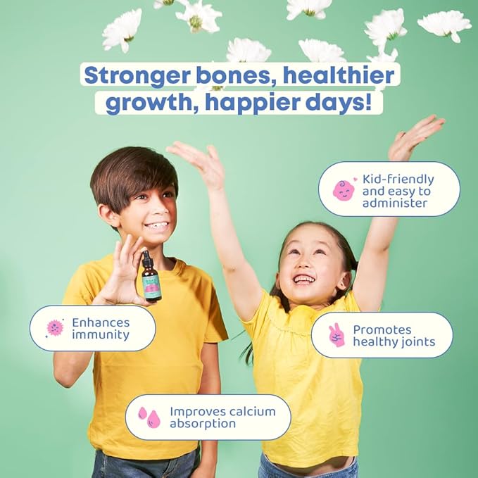 JoySpring Vitamin D3 Kids Drops with Vitamin K2 |360 Servings (2 fl oz)| Vitamin D Toddler Liquid Supplement | Children's Vitamin D Calcium Absorption & Joint Health Support | Vitamin D Kids Ages 3-18