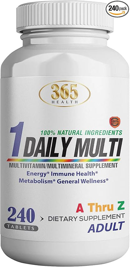 Multivitamin, Multimineral Supplement w/Antioxidants, Zinc, Vitamin D3 & B Vitamins, Gluten Free, Non-GMO Ingredients - (240 Count) 365 Health