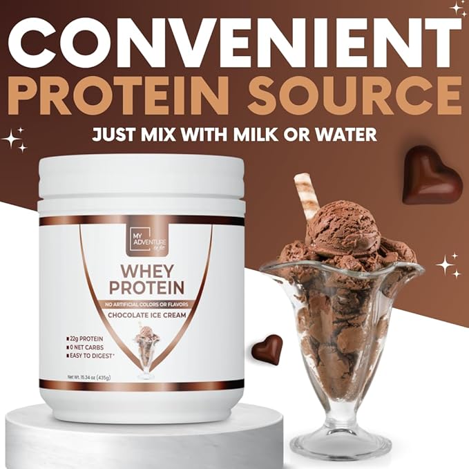 My Adventure to Fit Whey Isolate Protein Powder - Low Carb Protein Powder for Women - Sweetened with Stevia Whey Isolate Protein for Muscle Growth - Protein Powder (Chocolate Ice Cream, 15 Servings)