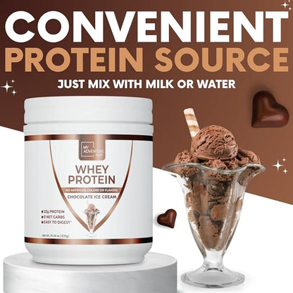 My Adventure to Fit Whey Isolate Protein Powder - Low Carb Protein Powder for Women - Sweetened with Stevia Whey Isolate Protein for Muscle Growth - Protein Powder (Chocolate Ice Cream, 15 Servings)
