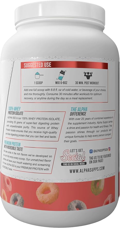ISO, Low Carb 100% Whey Protein Isolate Powder, 25 Grams Per Serving, Helps Support Muscle Growth, Low Sugar and Gluten Free (Fruity Cereal, 2 lb)
