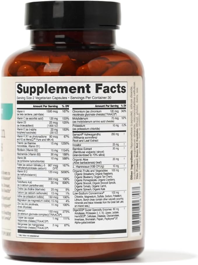 NatureWise Multivitamin for Women + Stress Support + B-Complex + Vitamin C + D3 K2 for Immunity, Hair, Skin & Nails, Digestion + Whole Organic Foods - Vegetarian, Non-GMO - 60 Capsules[1-Month Supply]