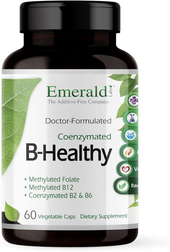 EMERALD LABS B-Healthy - Vegan Vitamin B Complex - Includes Methylated Folic Acid & Full Spectrum B Vitamins - Supports Immune, Brain & Heart Health* - 60 Vegetable Capsules