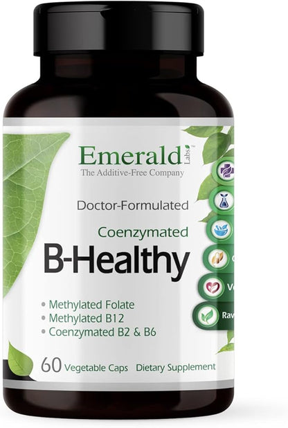 EMERALD LABS B-Healthy - Vegan Vitamin B Complex - Includes Methylated Folic Acid & Full Spectrum B Vitamins - Supports Immune, Brain & Heart Health* - 60 Vegetable Capsules