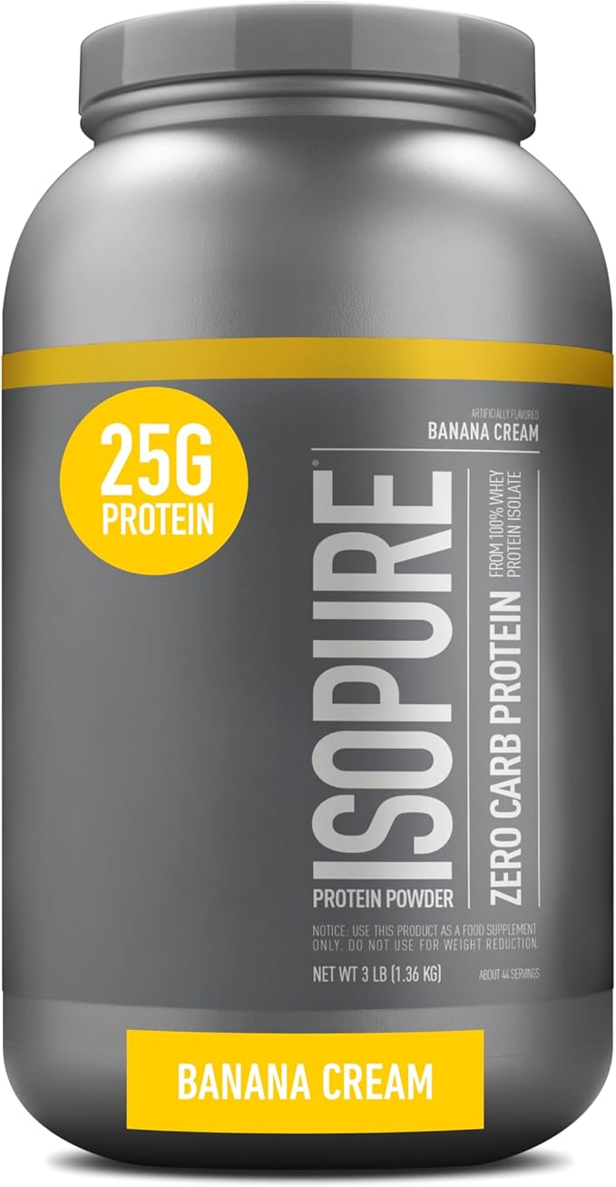 Isopure Protein Powder, Zero Carb Whey Isolate with Vitamin C & Zinc for Immune Support, 25g Protein, Keto Friendly, Banana Cream, 44 Servings, 3 Pounds (Packaging May Vary)