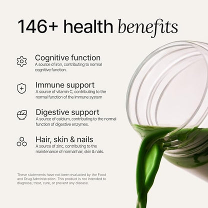 Huel Daily Greens Lemon & Ginger | Superfood Greens Powder | 91 Vitamins, Minerals, and Wholefood-Sourced Ingredients | Adaptogens, Antioxidants, Gut-Friendly Probiotics | 30 Servings