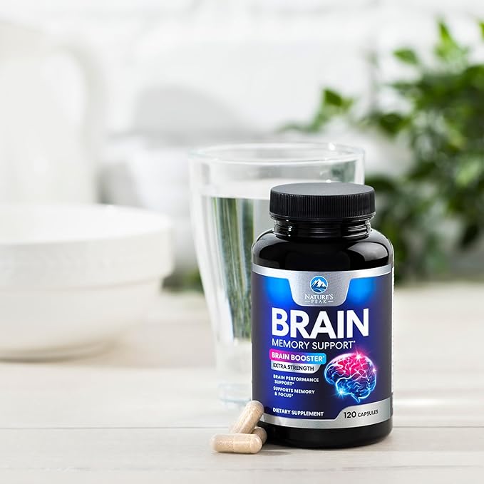 Brain Supplement Memory Pills - Nootropics Support for Concentration, Clarity, Energy & Focus - Brain Health with Bacopa, Cognitive Vitamins, Phosphatidylserine, DMAE - Brain Booster - 120 Capsules