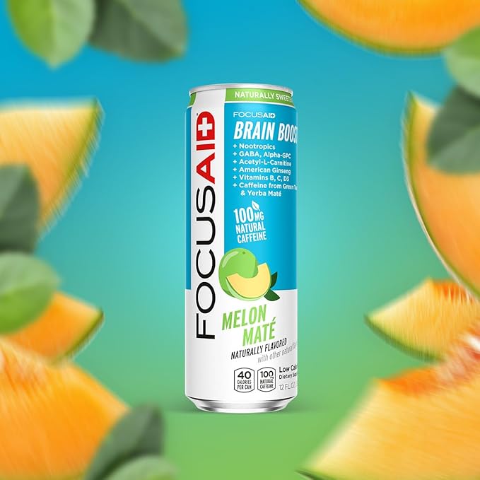 LIFEAID Energy Blend Nootropics Drink for Brain Fuel AlphaGPC GABA BComplex Yerba Mate Green Tea 100 Clean100mg Natural Caffeine 12oz. cans Pack , FOCUSAID, 12 Fl Oz (Pack of 4)