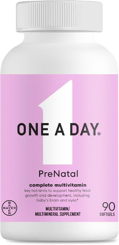 ONE A DAY Women's Prenatal 1 Multivitamin, Supplement for Before, During, and Post Pregnancy, Including Vitamins A, C, D, E, B6, B12, and Omega-3 DHA, 90 Count (Packaging May Vary)