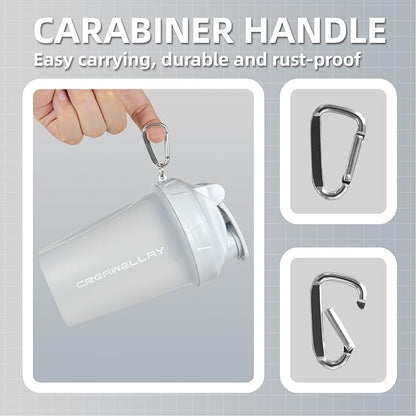 2 Pack Shaker Bottles for Protein Mixes, 17 oz Small Protein Shaker Bottle with Handle, Gym Shaker Cups with Blending Ball for Pre Workout, BPA-Free & Dishwasher Safe(Black, White)