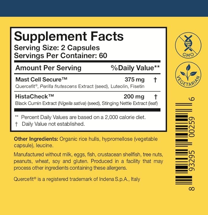 Researched Nutritionals Flavanoids Supplements & Herbs for Immune Support - HistaQuel - with Stinging Nettle Leaf & Black Seed Oil to Promote a Healthy Histamine Response (120 Capsules)