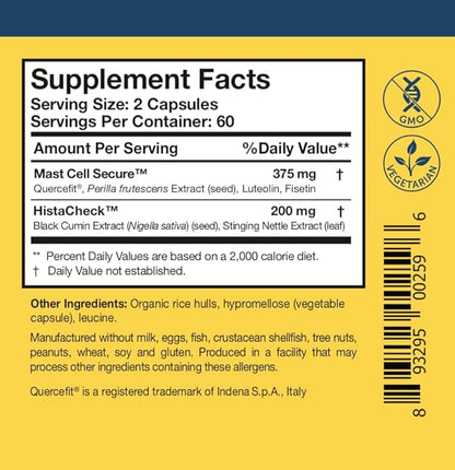 Researched Nutritionals Flavanoids Supplements & Herbs for Immune Support - HistaQuel - with Stinging Nettle Leaf & Black Seed Oil to Promote a Healthy Histamine Response (120 Capsules)