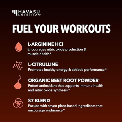 Pre Workout Powder - L Arginine Powder Nitric Oxide Supplement for Men and Women - Pre and Post Workout Support - L-Arginine L Citrulline and Beet Root Powder - Endurance and Performance - Tangerine