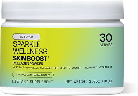 Sparkle Skin Boost No Flavor Verisol Collagen Peptides Protein Powder Vitamin C Supplement Drink, 2.8oz