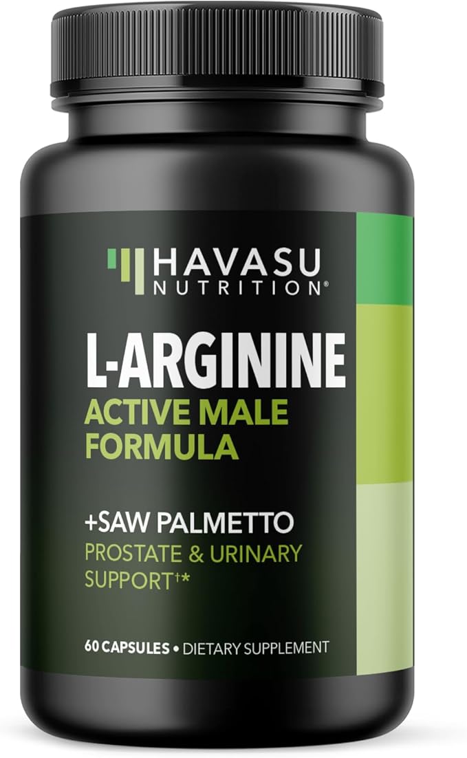 L Arginine Saw Palmetto for Men Prostate Supplement - Nitric Oxide (NO) & Prostate Support Supplement for Ultimate Male Health - Endurance Performance & Urinary Health - Vegan, 60 Count 1 Month Supply