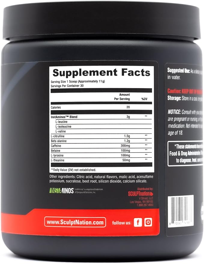 Sculpt Nation by V Shred PreWorkout - Premium Pre Workout Powder with Amino Acids for Ultimate Performance, Endurance, and Energy Support, Fruit Punch - 30 Servings