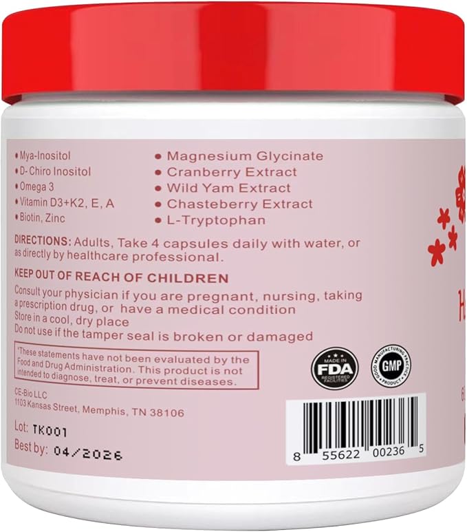 Upgrade Happy Hormones,Inositol Multivitamin & pcos supplements -w/Myo-Inositol,Magnesium Glycinate,D-Chiro Inositol,Omega 3,Vitamin D3,Zinc,Supports Hormone Balance and Women’s Health- 60 Capsules