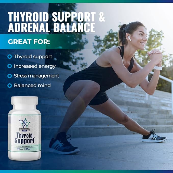 Thyroid Support - Ltyrosine, Iodine, Vitamin B12 Complex, Zinc, Selenium, Ashwagandha, Copper & More 30 Day Supply