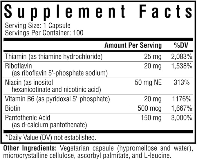 Seeking Health B-Minus - Complex Vitamin Supplement with Biotin & Riboflavin - Vitamin B Blend Supports Brain Health & Energy - 100 Capsules