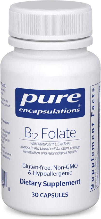 Pure Encapsulations B12 Folate - Energy Supplement to Support Nerves, Energy Metabolism & Cognitive Support* - with Vitamin B Folate as Metafolin - 30 Capsules