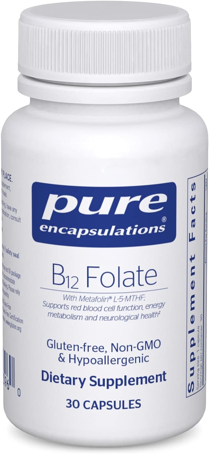 Pure Encapsulations B12 Folate - Energy Supplement to Support Nerves, Energy Metabolism & Cognitive Support* - with Vitamin B Folate as Metafolin - 30 Capsules