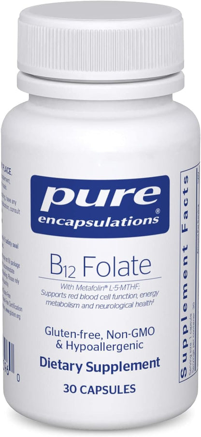 Pure Encapsulations B12 Folate - Energy Supplement to Support Nerves, Energy Metabolism & Cognitive Support* - with Vitamin B Folate as Metafolin - 30 Capsules