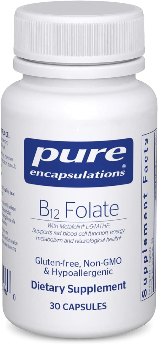 Pure Encapsulations B12 Folate - Energy Supplement to Support Nerves, Energy Metabolism & Cognitive Support* - with Vitamin B Folate as Metafolin - 30 Capsules