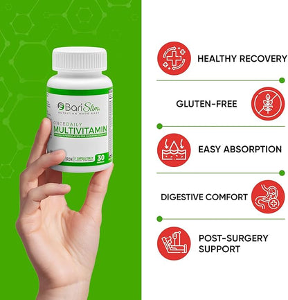 BariSlim Once Daily Bariatric Multivitamin Capsule - 60mg of Iron - Bariatric Vitamin & Supplement for Post Bariatric Surgery Including Gastric Bypass & Gastric Sleeve | 30 Day Supply