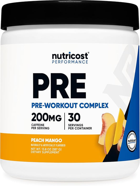 Nutricost Pre-Workout Complex Powder (30 Servings, Peach Mango) - Pre-Workout Supplement with Beta-Alanine, Taurine & Amino Acids