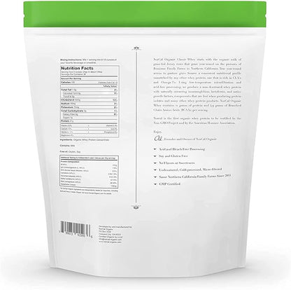NorCal Organic - Classic Whey Protein - 100% Grass-Fed and Grass-Finished - UNFLAVORED - Lecithin-Free - 2lb Bulk