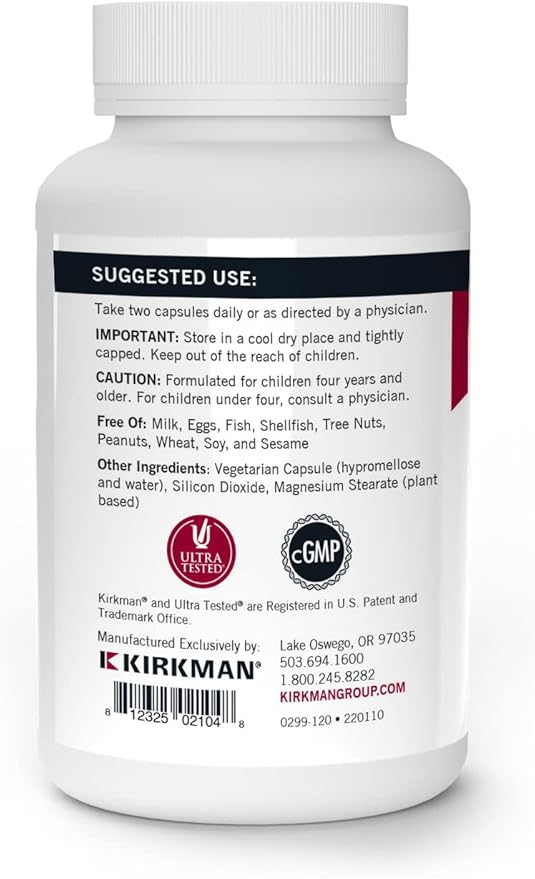 Kirkman - Children’s Multivitamin & Mineral Capsules - 120 Capsules - Potent Broad Spectrum Vitamin/Mineral Supplement - with Coenzyme Q-10 - No Artificial Colors or Flavors