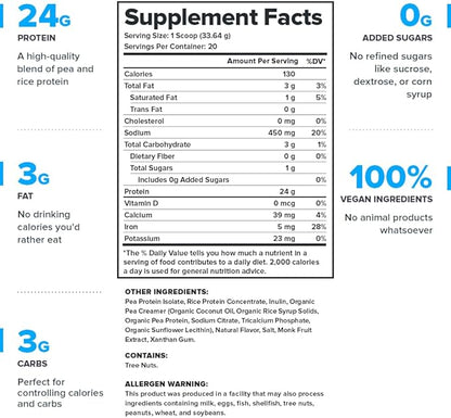 LEGION Plant+ Vegan Protein Powder, Vanilla - Rice and Pea, Plant Based Protein Blend. Gluten Free, GMO Free, Naturally Sweetened and Flavored, 20 Servings (Vanilla)