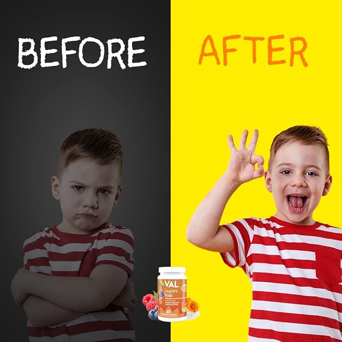 VAL Chewable Magnesium for Kids, Relaxation and Calm Formula, Glycinate, Citrate, Taurate, Vitamin B6, D, C, Natural Blueberry Flavor, Sugar Free, Gluten Free, Non-GMO, 60 Chewable Tablets