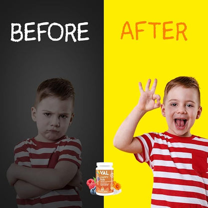 VAL Chewable Magnesium for Kids, Relaxation and Calm Formula, Glycinate, Citrate, Taurate, Vitamin B6, D, C, Natural Blueberry Flavor, Sugar Free, Gluten Free, Non-GMO, 60 Chewable Tablets