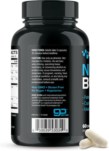 Night Burn Keto BHB Exogenous Ketones Supplement - BHB Science Keto Diet Pills with Patented goBHB Capsimax and Melatonin for Body Sculpting & Ketosis Support - Vegetarian & Non-GMO (1 Month)
