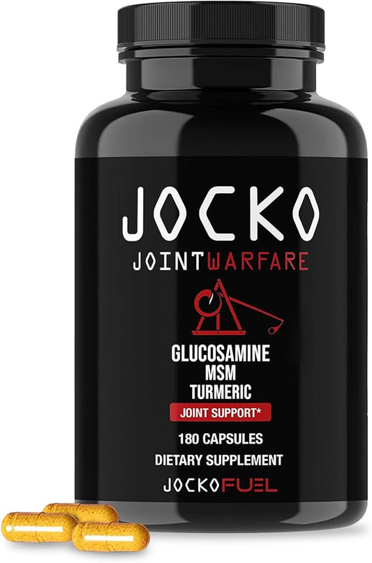 Jocko Fuel Joint Support Supplement - Glucosamine MSM for Joint Pain, Mobility, & Flexibility w/Turmeric & Boswellia (180 Capsules)