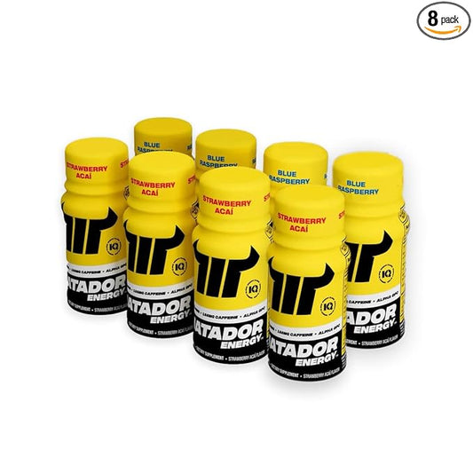 MATADOR Energy Shots - Sampler 8 Pack - Sugar Free Nootropic Natural Caffeine Energy Shot Bottles, B Vitamin Complex (Vitamin B3 & B12), 200 MG of Alpha GPC Enhancing Cognitive Function