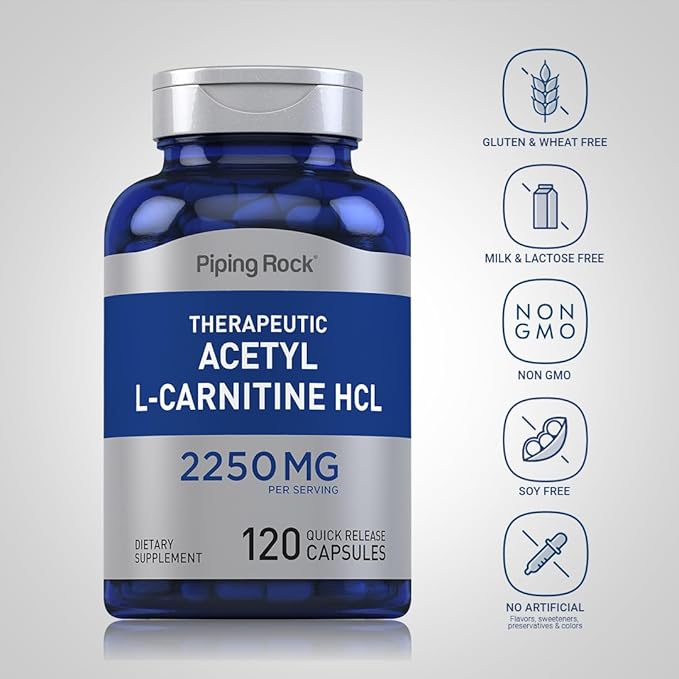 Piping Rock Acetyl L-Carnitine HCL | 2250mg | 120 Capsules | Therapeutic Supplement | Non-GMO, Gluten Free