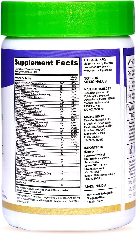 Daily Men’s Multivitamins Tablets | Multivitamins for Men’s Daily Stamina, Improved Energy & Better Immunity | with Daily 23 Minerals, Ashwagandha, Akarkara & Choline, 60 Capsules