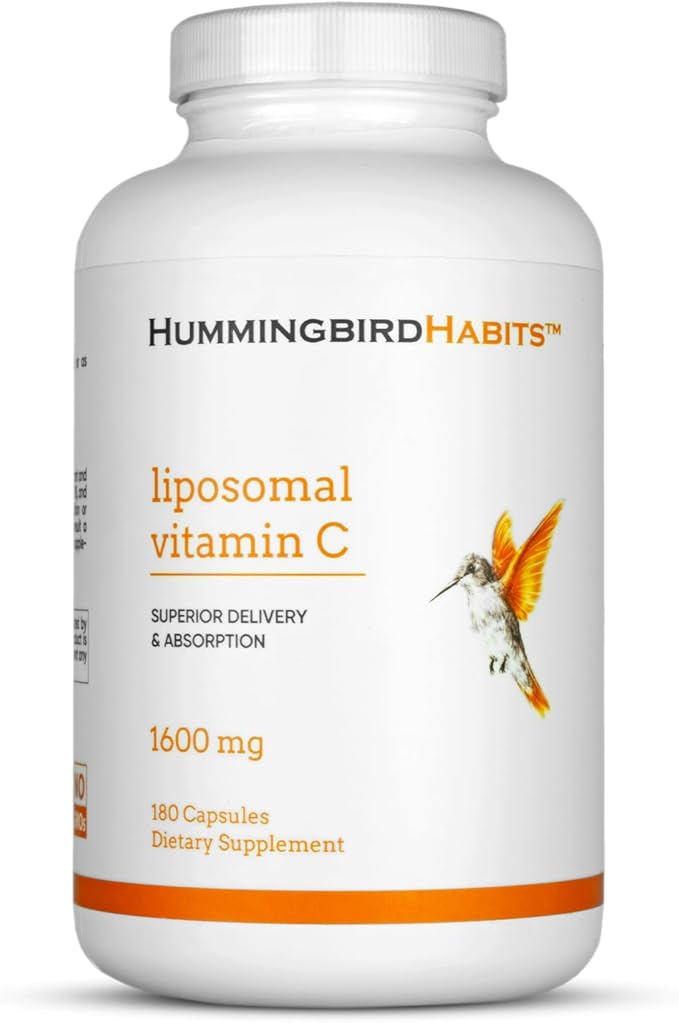 Liposomal Vitamin C 1600mg, High Absorption Vitamin C for Immune Support, Fat Soluble VIT C Antioxidant Supplement for Collagen Synthesis, Joint Support & Skin Appearance, 180 Vegan Capsules