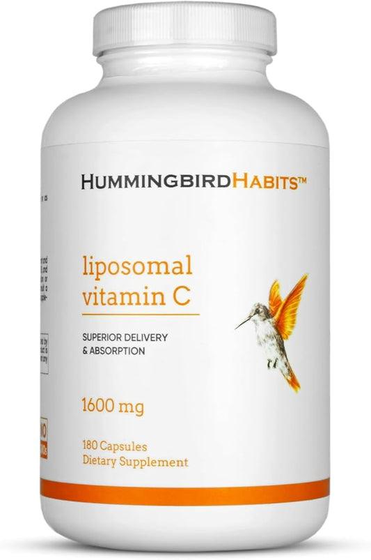 Liposomal Vitamin C 1600mg, High Absorption Vitamin C for Immune Support, Fat Soluble VIT C Antioxidant Supplement for Collagen Synthesis, Joint Support & Skin Appearance, 180 Vegan Capsules