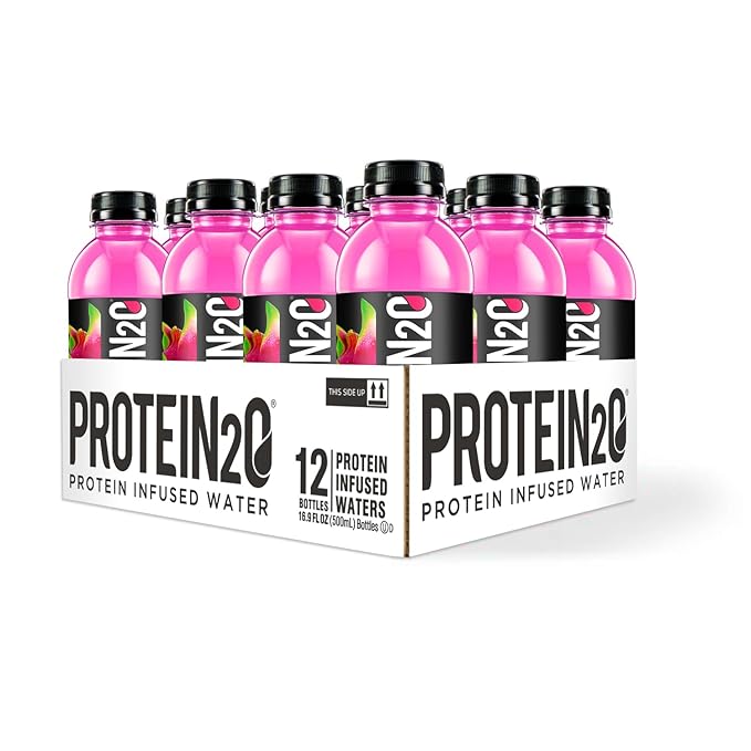 Protein2o 15g Whey Protein Isolate Infused Water, Ready To Drink, Sugar Free, Gluten Free, Lactose Free, No Artificial Sweeteners, Dragonfruit Blackberry, 16.9 oz Bottle (Pack of 12)