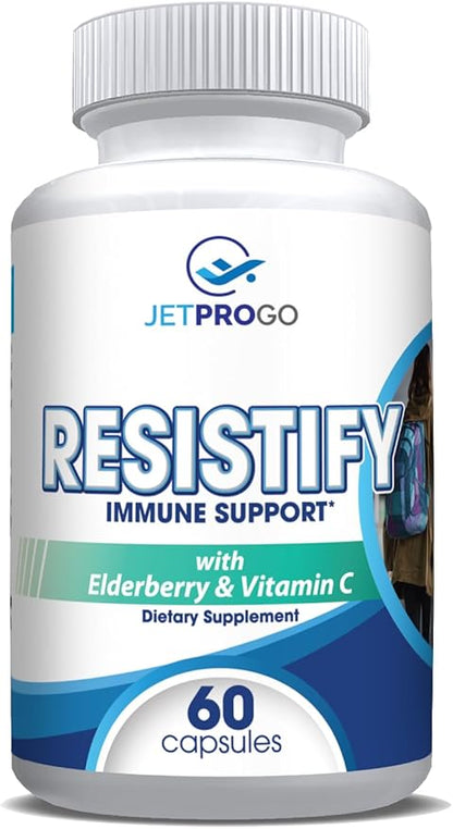 Resistify Adult Immune Support Supplement, Elderberry, Vitamin C, Zinc, Echinacea, Ginger, Probiotic and More, 60 Count