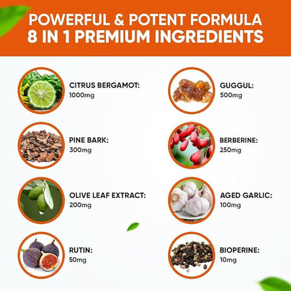 2900mg Citrus Bergamot Blend 25:1 Extract Gummies (Italy Sourced & Manufactured in USA) for Immune System Support & Healthy Aging with Guggul, Pine Bark & More | Sugar-Free, 60 ct.