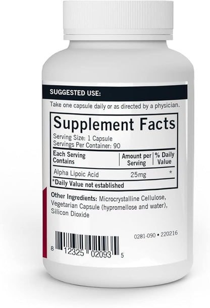 Kirkman - Alpha Lipoic Acid 25 mg - 90 Capsules - Potent Antioxidant - Protects Against Harmful Radicals - Hypoallergenic