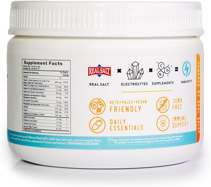 REDMOND Re-Lyte Immunity, Multivitamin Supplement Mix (Pinapple Orange)