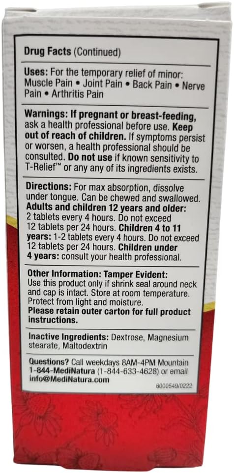 T-Relief Extra-Strength Arnica +12 Natural Relieving Actives for Back Pain Joint Soreness Muscle Aches & Stiffness, Whole Body Fast-Acting Relief for Women & Men - 100 Tablets (2 Pack)