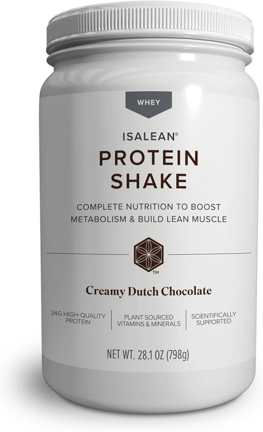 Isagenix IsaLean Shake - Meal Replacement Protein Shake Supports Healthy Weight & Muscle Growth - Protein Powder Enriched with 23 Vitamins - Creamy Dutch Chocolate, 30.1 Oz (14 Servings)