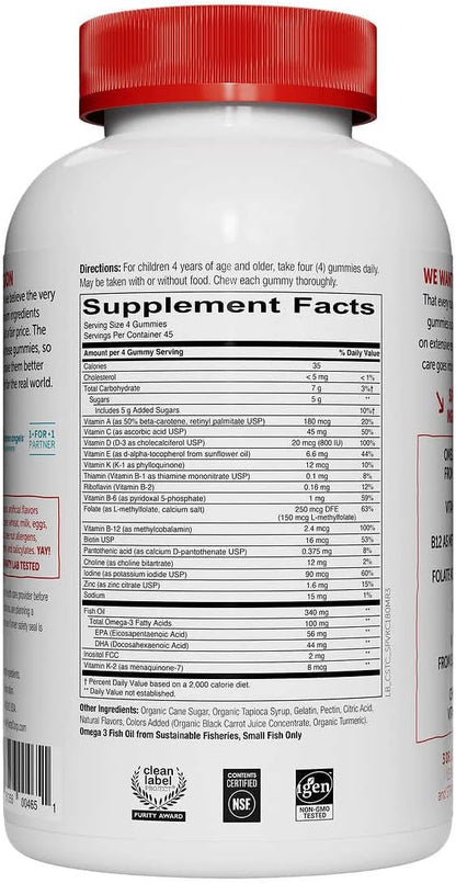 SmartyPants Kids Complete Multivitamin, 180 Gummies Bundle with Long Glacier Pill Oragnizer, Small Cute Pill Container for Medicine, Vitamins, Fish Oils, Supplement, Green